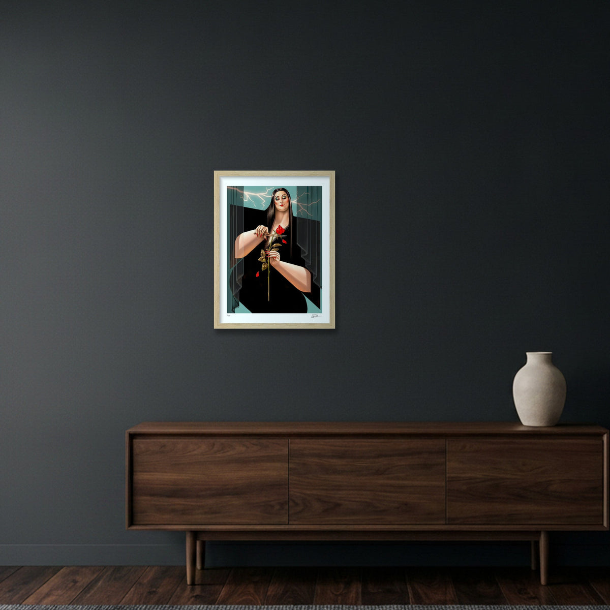 MORTICIA — 30×40cm, 12×16" Oak Frame